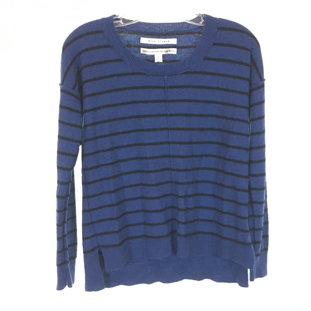 Pure Merino Wool Striped Sweater Max Studio Crew Depop