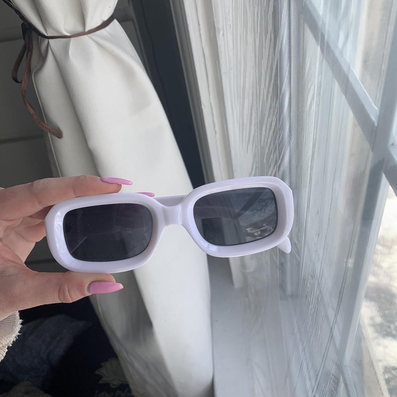 White rectangle sunglasses - Depop