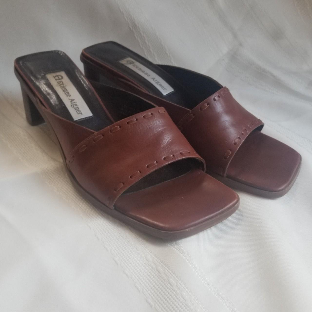 Etienne Aigner brown leather sandals. These go... - Depop