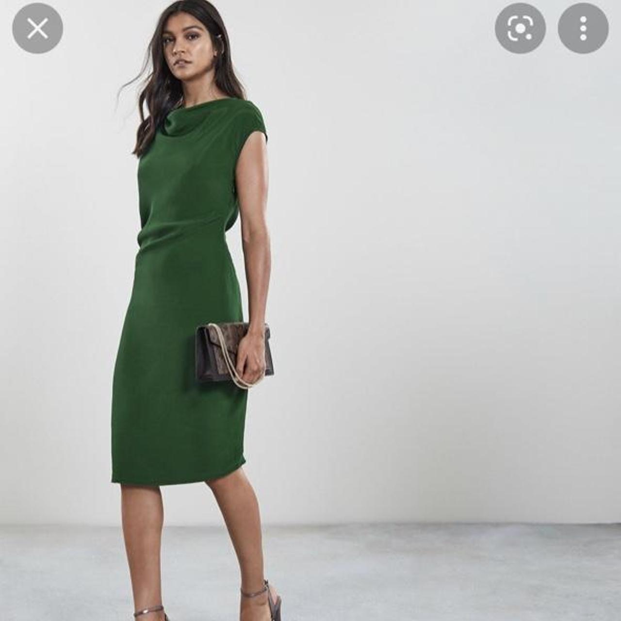 Reiss Lore Green Cap Sleeve Midi dress Size UK Depop