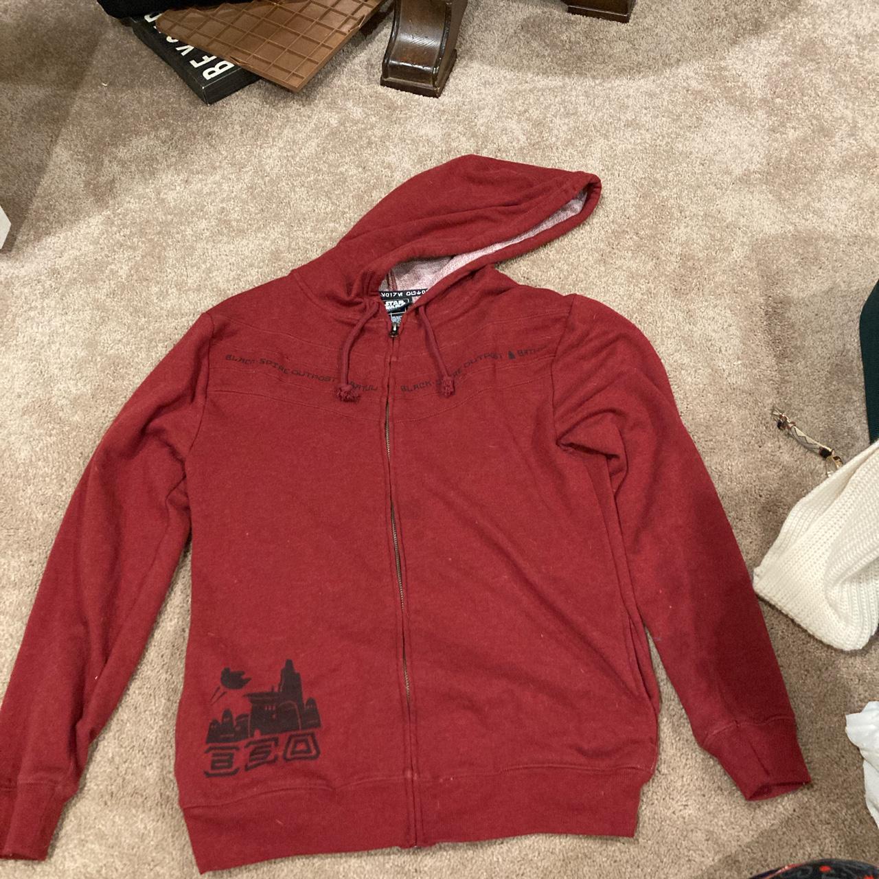 Red starwars zip up hoodie - Depop