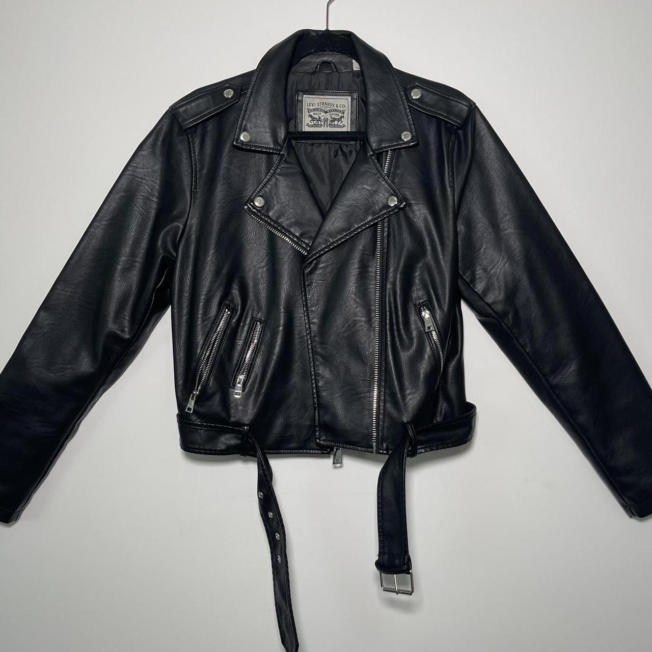 Levi’s faux leather jacket perfect condition,... - Depop