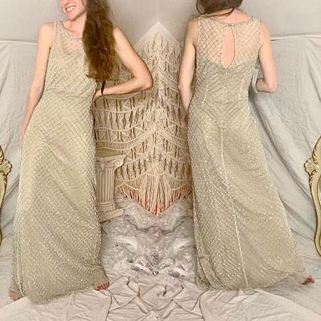 NWT Aidan Mattox Beaded Diamond Pattern Column Gown Depop