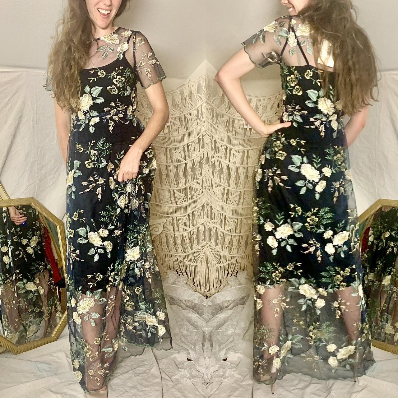 Deanne II Black and yellow floral Depop