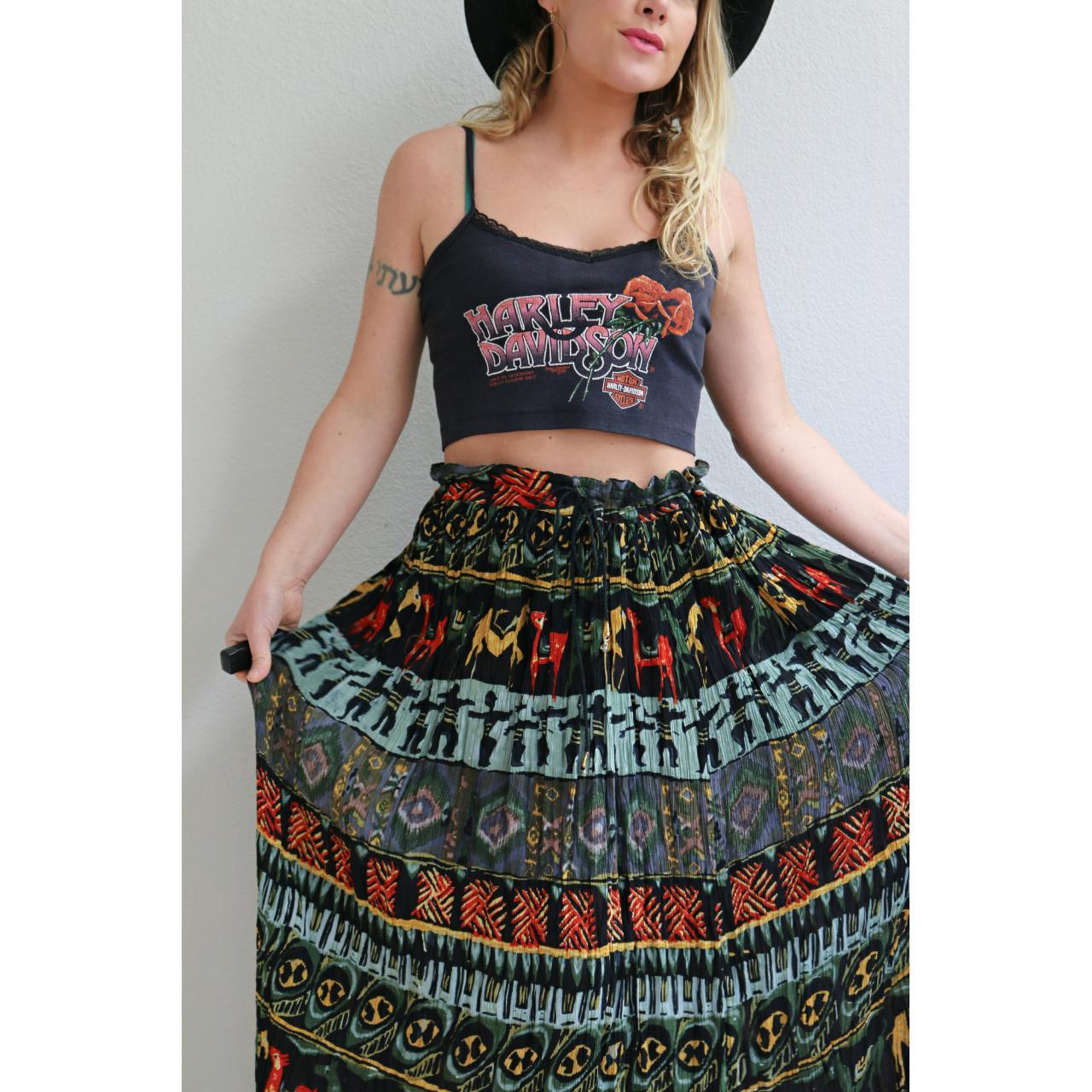 1990's Crinkle broomstick skirt in women's size lg... Depop