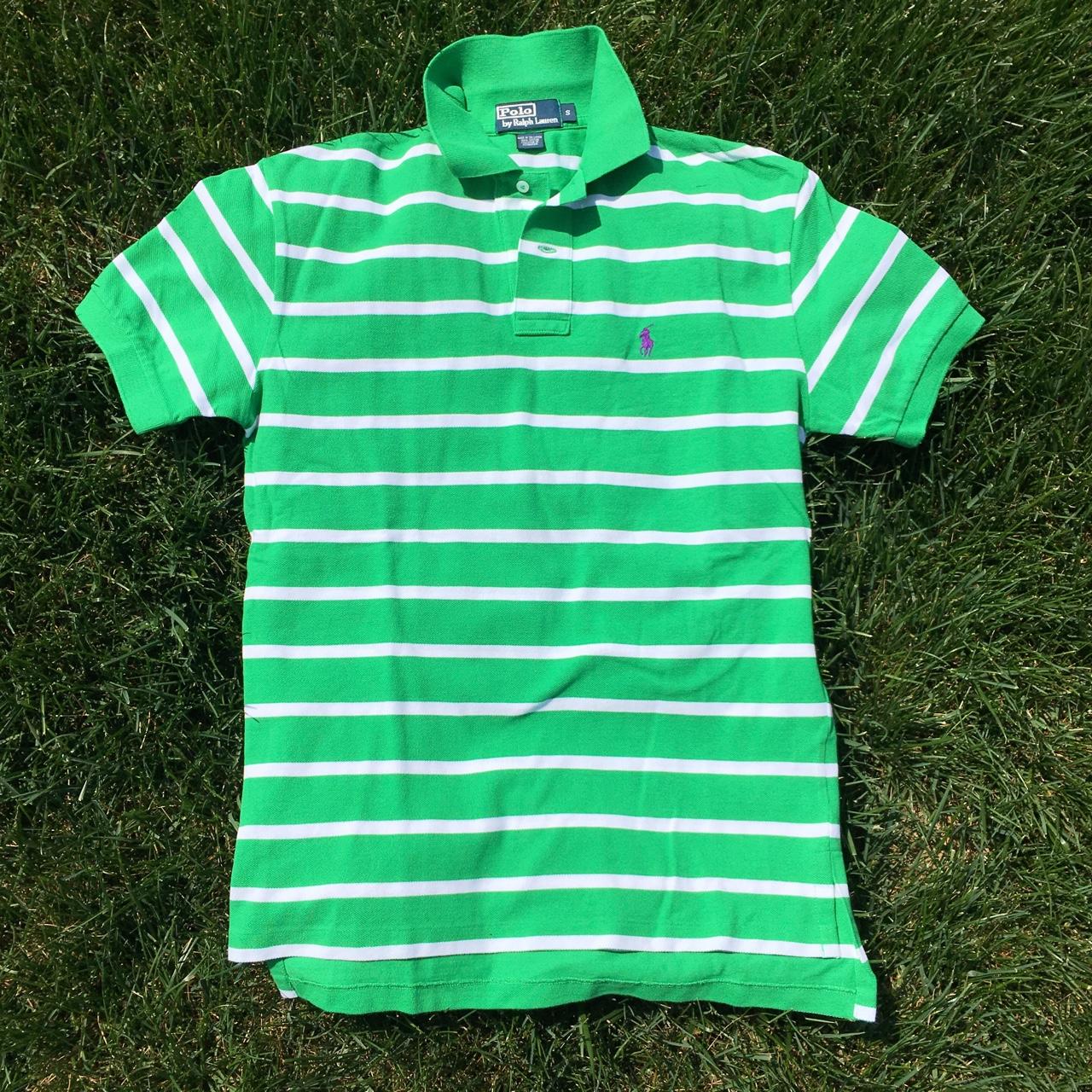 Ralph Lauren Men's White and Green Poloshirts Depop
