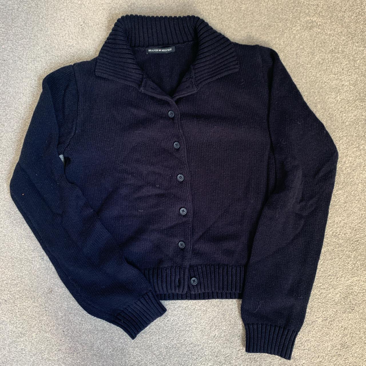 Navy Brandy Melville button up with collar... - Depop