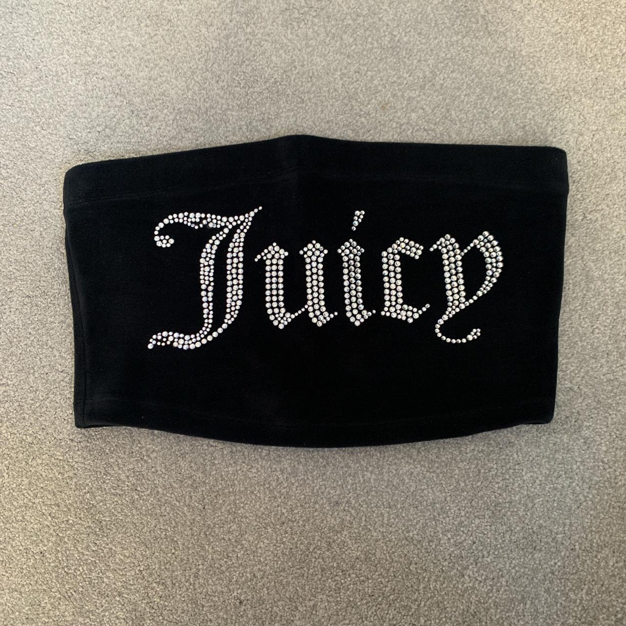 Black Juicy Couture Velour bandeau boob tube with... - Depop