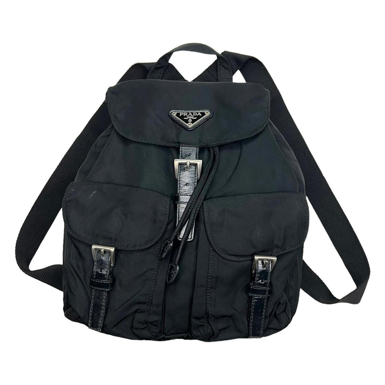 Vintage Y2K Prada Nylon Rucksack/Backpack in Black.... Depop