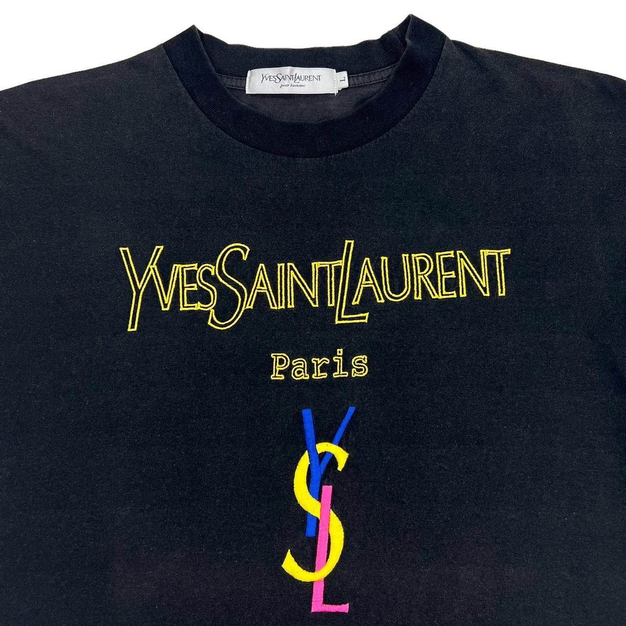 Vintage 1990s Yves Saint Laurent YSL T-shirt in... - Depop