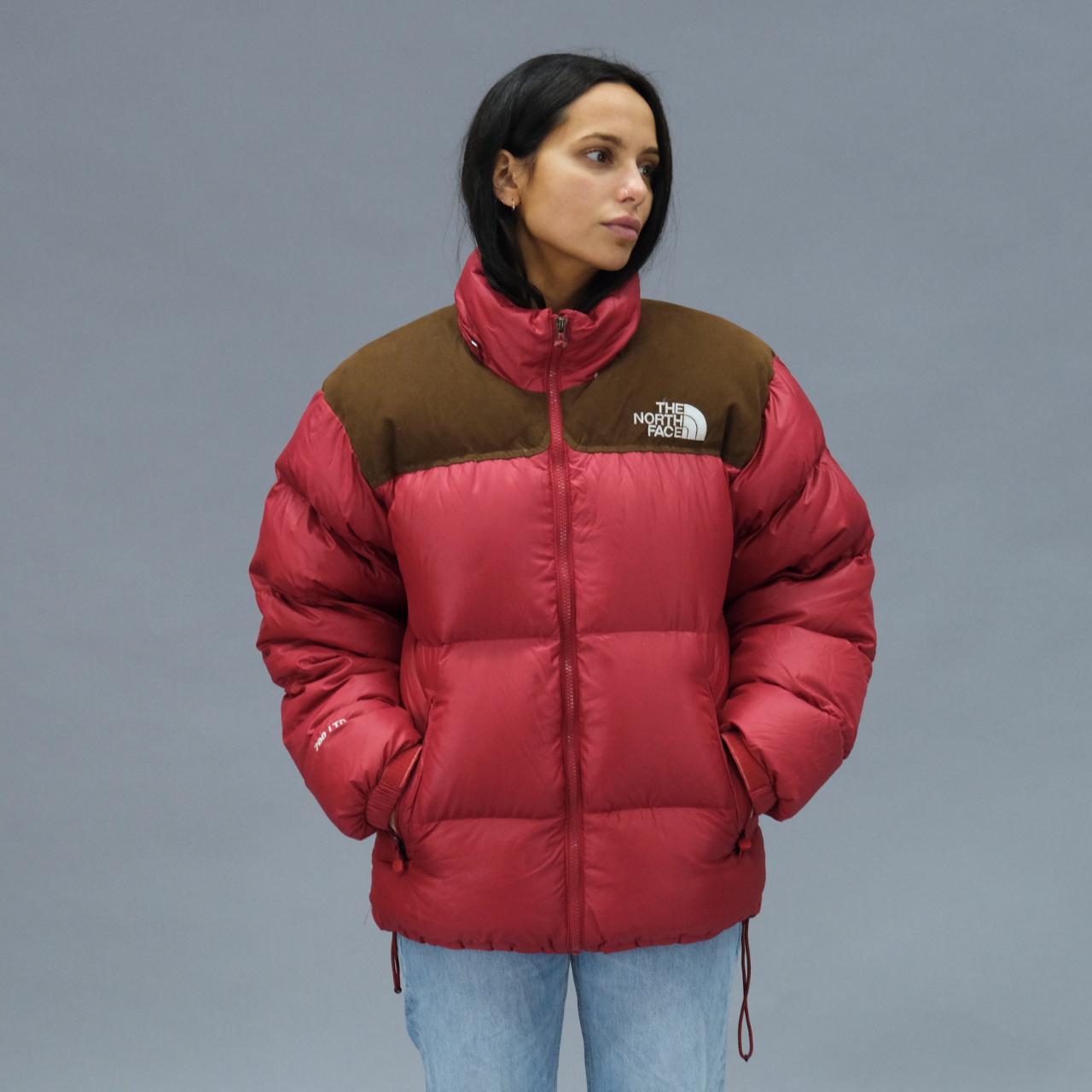 The North Face Puffer Jacket in Red and Brown. ... - Depop