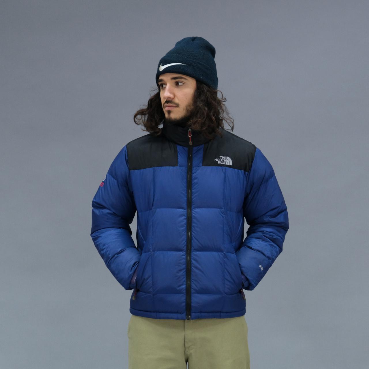 light blue north face puffer