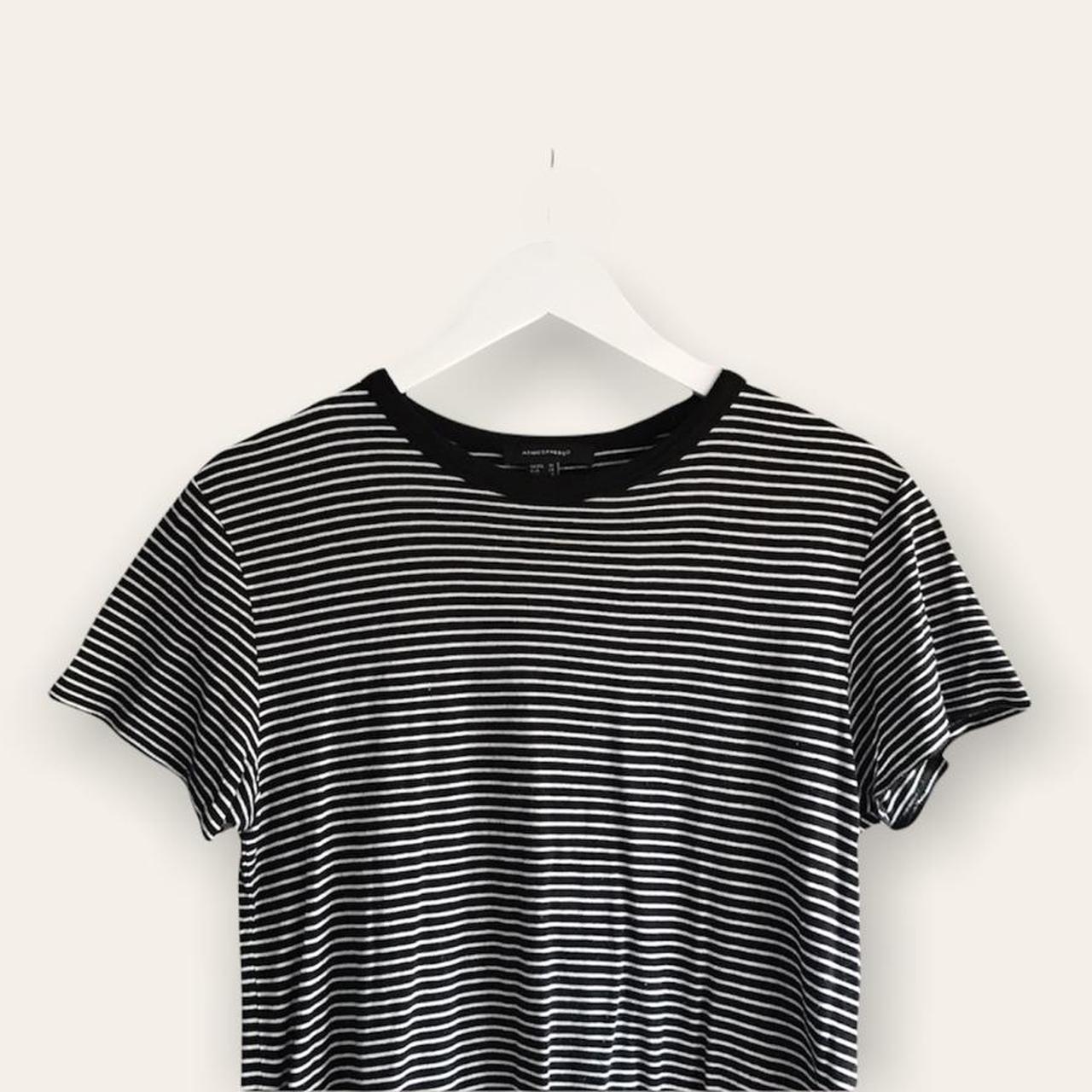 Black and white striped tshirt Size: UK... - Depop