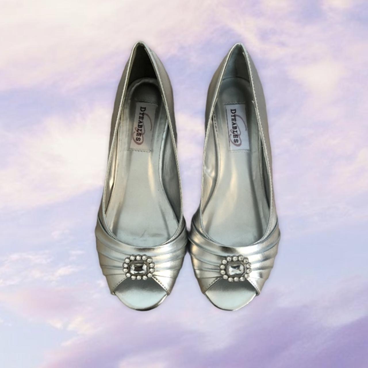 Silver low wedge wedding on sale shoes