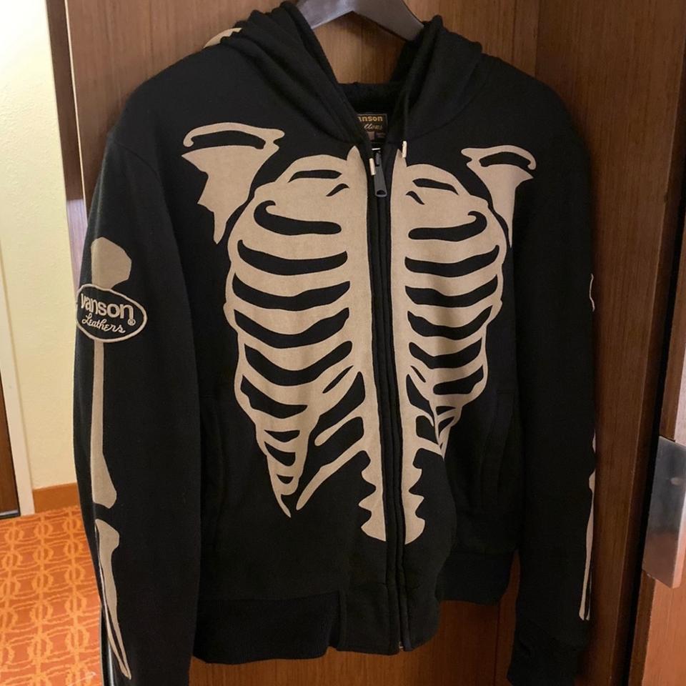 Vanson skeleton hoodie 10/10 - Depop