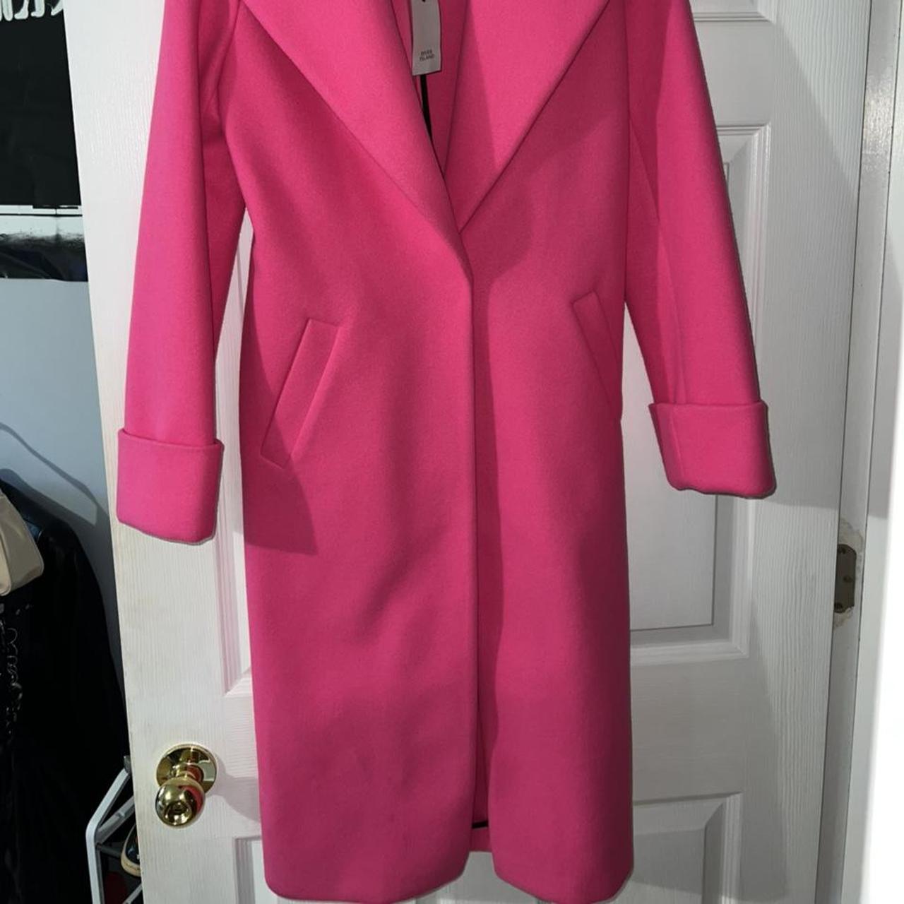 bright pink trench coat river island UL Size 10 (or... - Depop