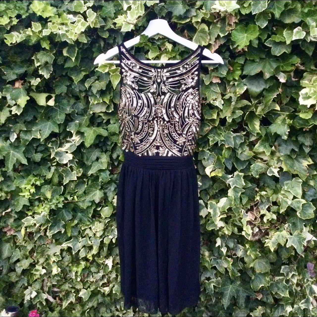 quiz-women-s-black-and-gold-dress-depop