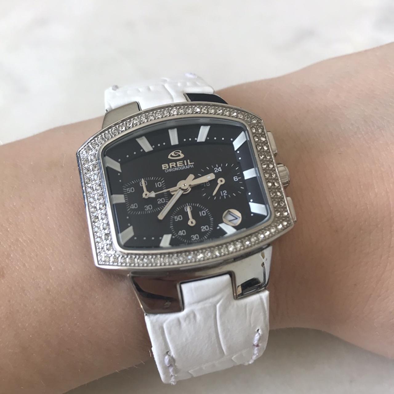 Ladies Breil Chrono diamant watch New white leather Depop