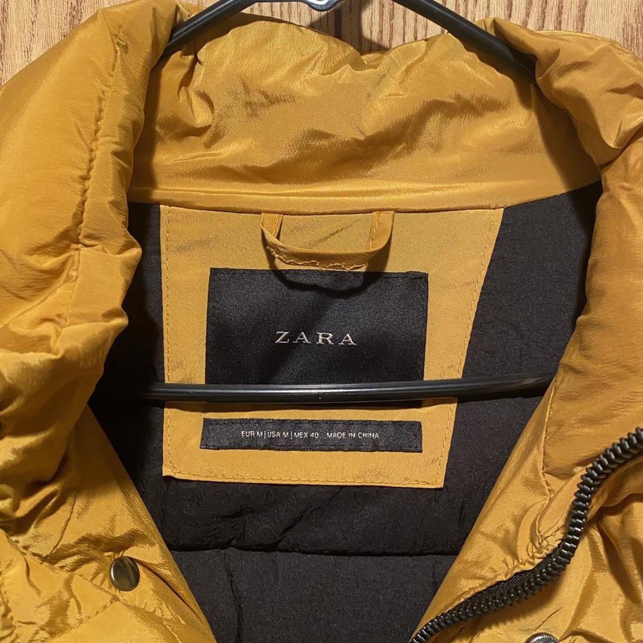 Zara Mustard Long Puffer Jacket Size Medium Brand... Depop