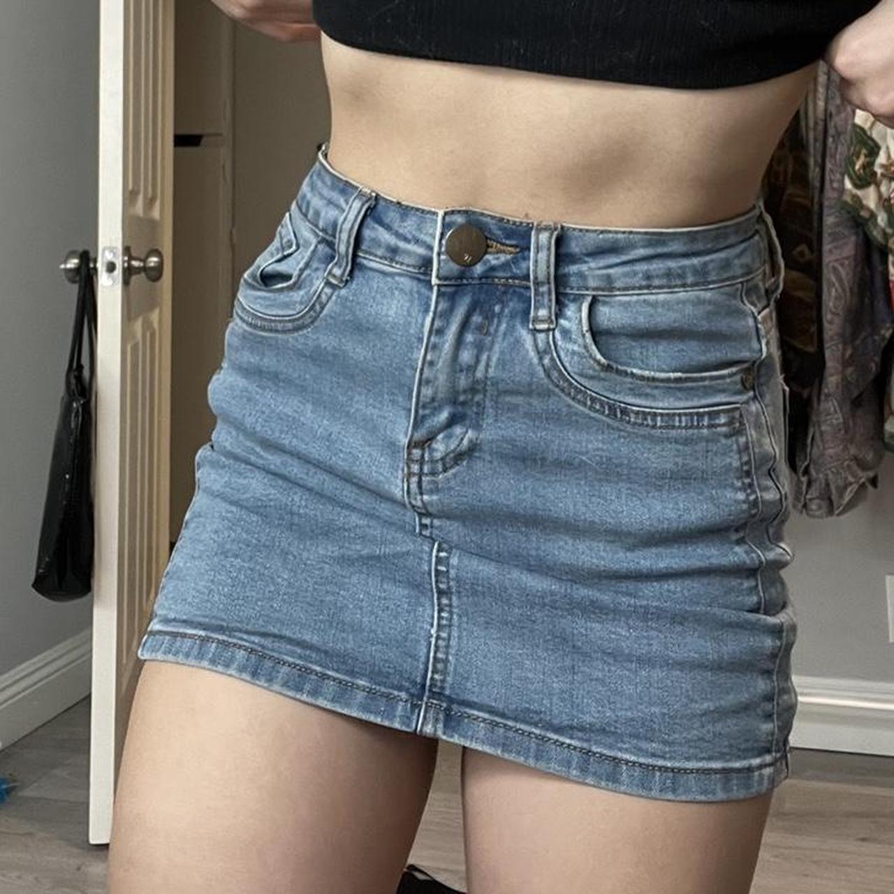 Cotton on jean skirt stretchy, marking on back pocket Depop