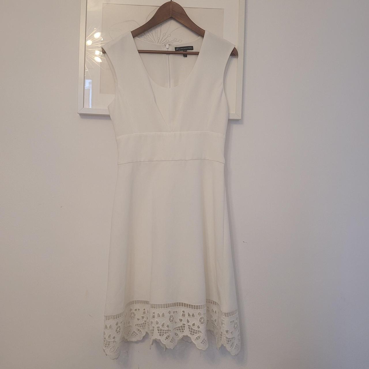 Stunning Adrianna Papell white dress with a lace... - Depop
