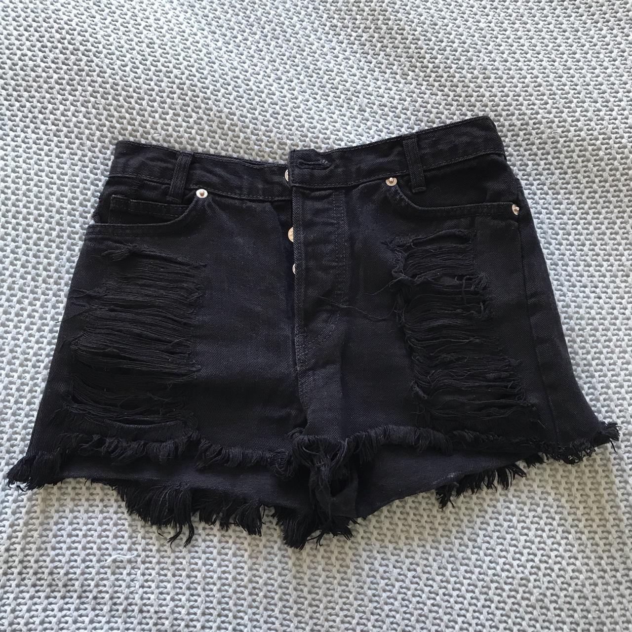 black brandy melville jean shorts button up denim... Depop