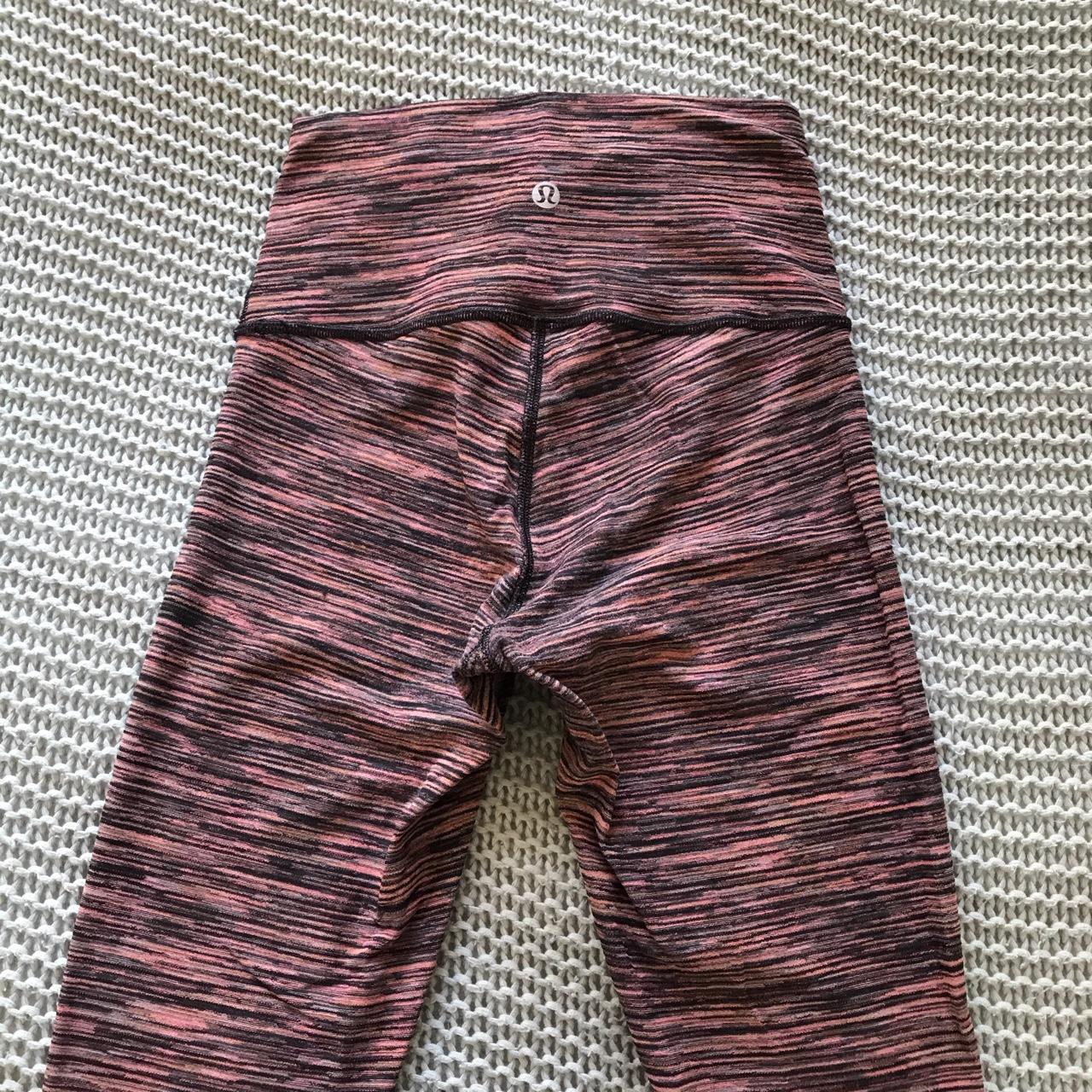 Lululemon Black/Pink Patterned High Waisted Leggings- Size 2