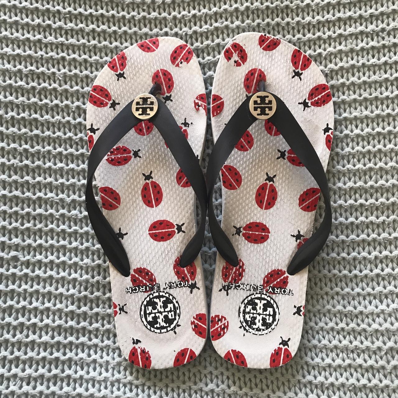 Tory Burch Women's White and Red Sandals | Depop