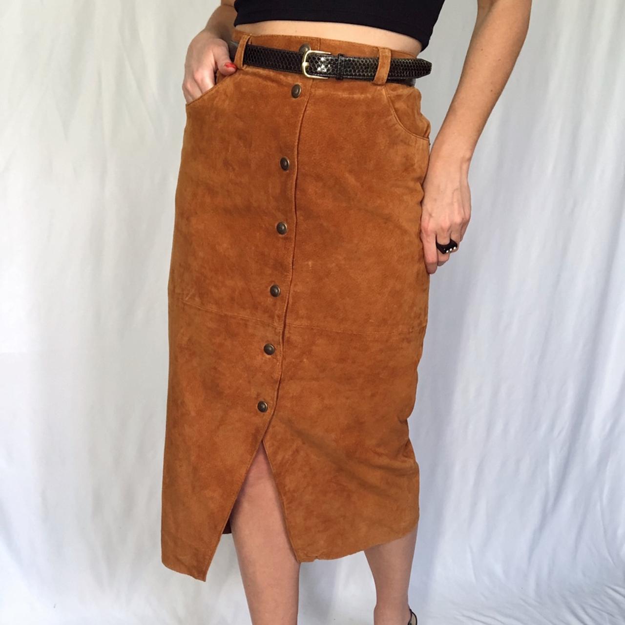 Vintage brown  skirt with buttons in front for women size M