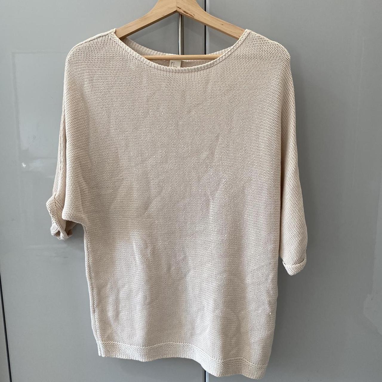 Light pink knitted jumper with 3/4 sleeves. Slightly... Depop