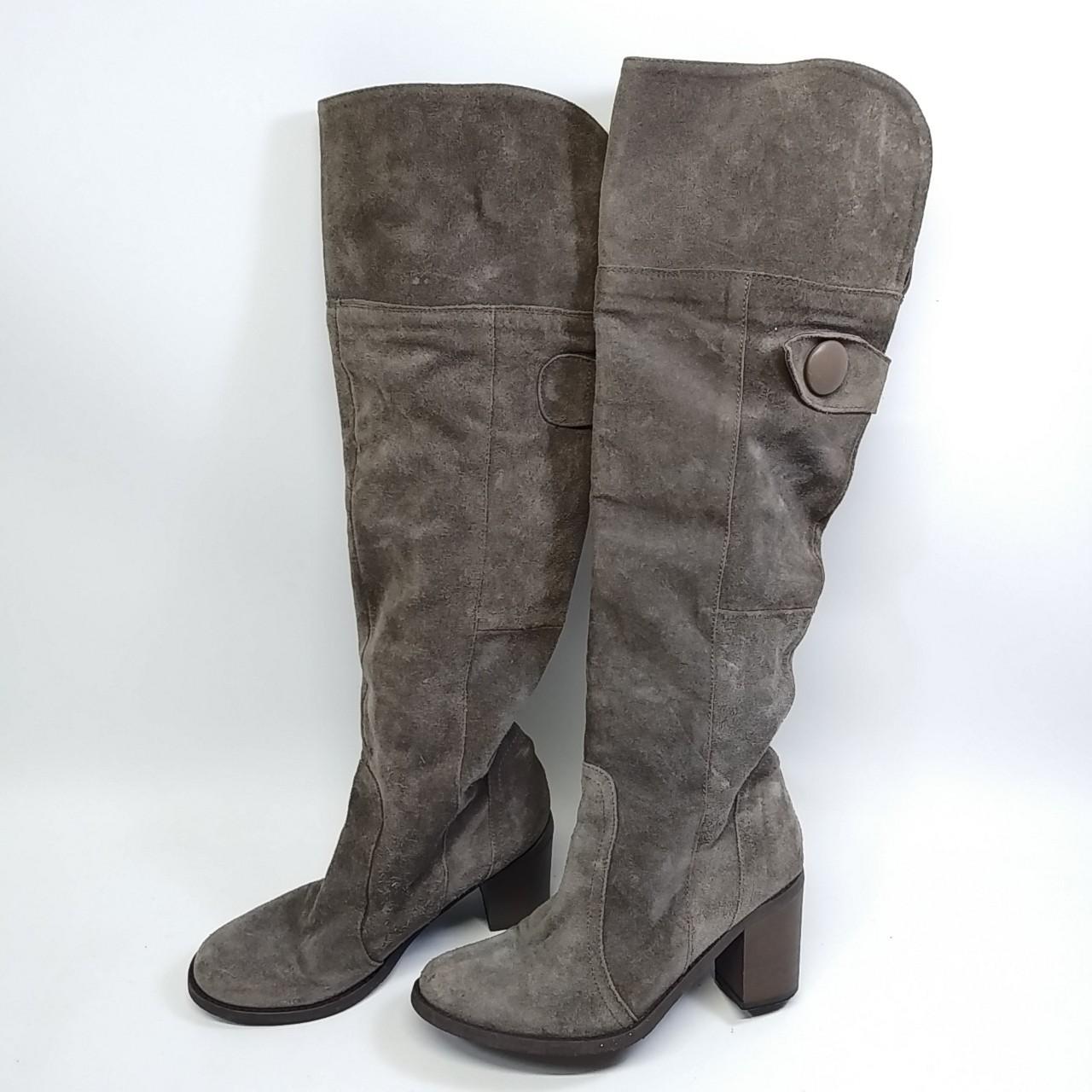 Charles David Knee High Suede Boots Gray Size... - Depop