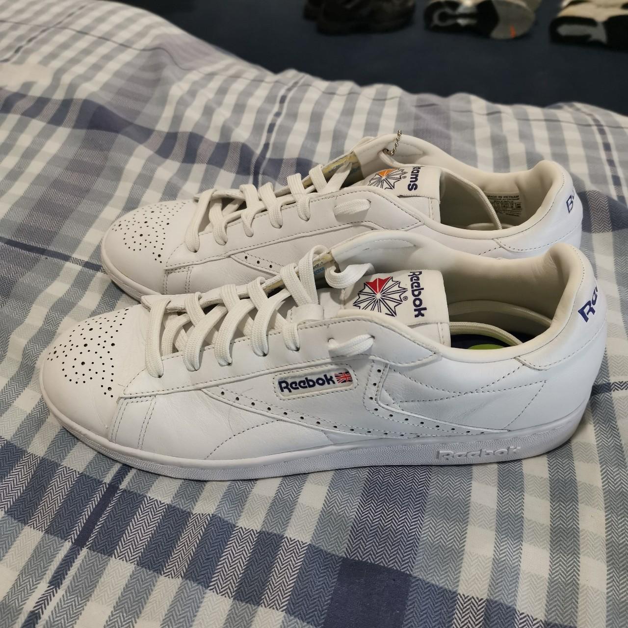 Reebok Men's Blue and White Trainers | Depop