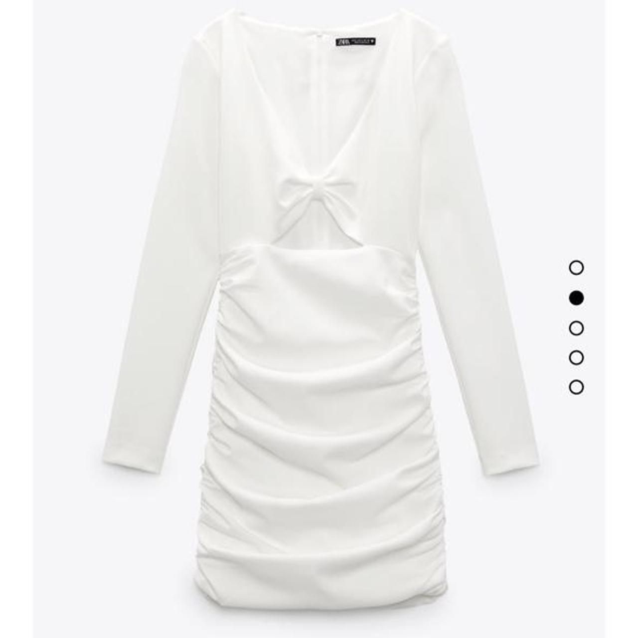 zara white draped dress