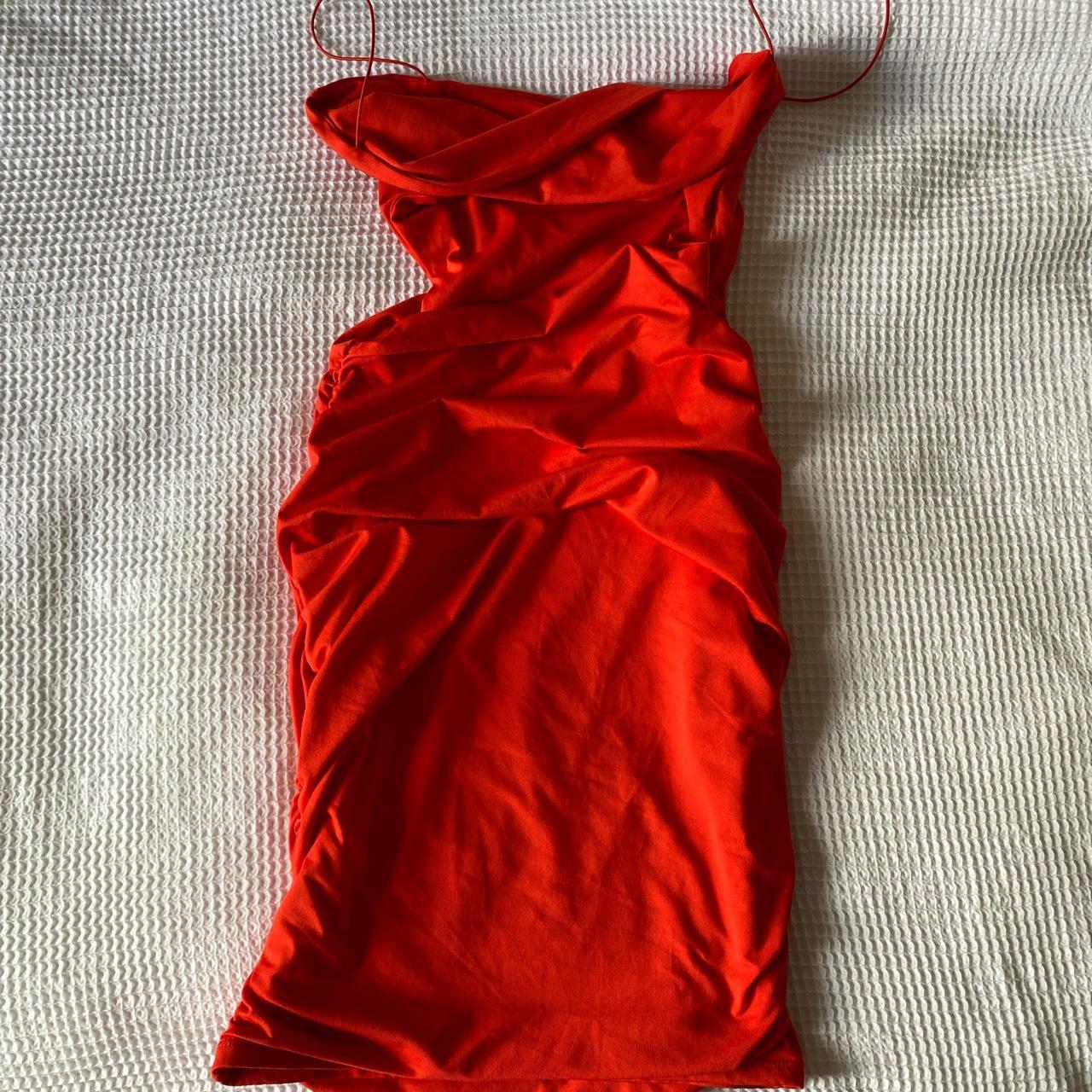 Oh polly charm my ruched asymmetric mini dress in red - Depop