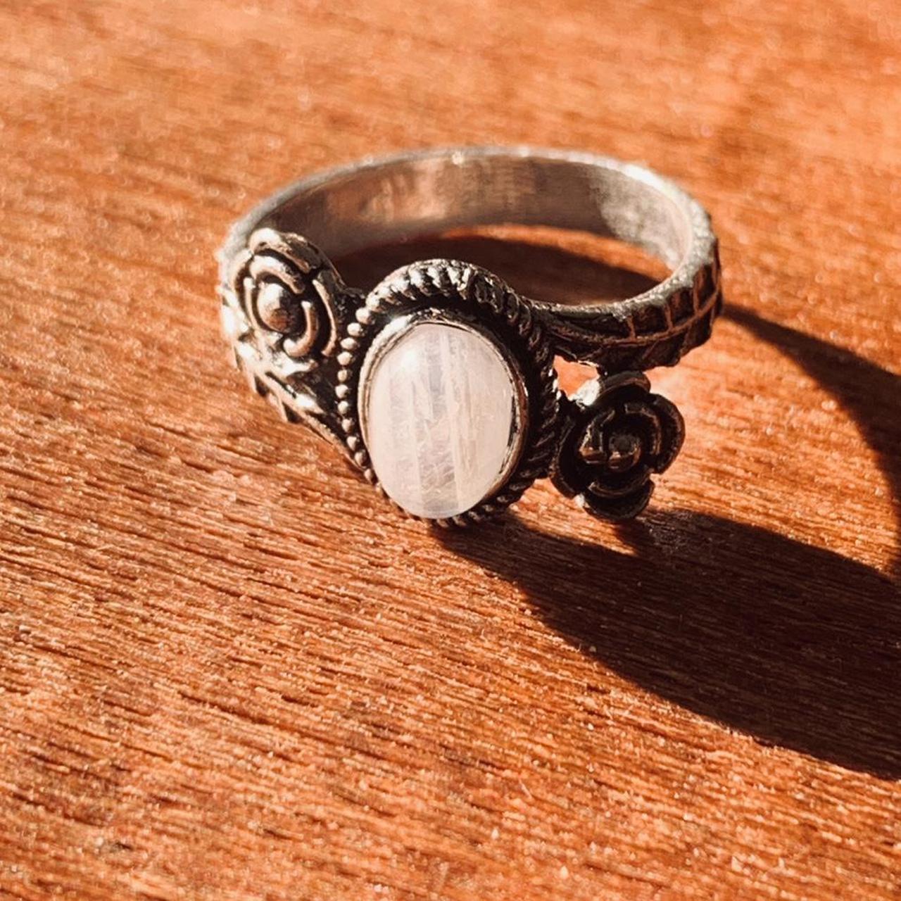 Sterling Silver & Moonstone/ Opalescent Quartz Ring... Depop