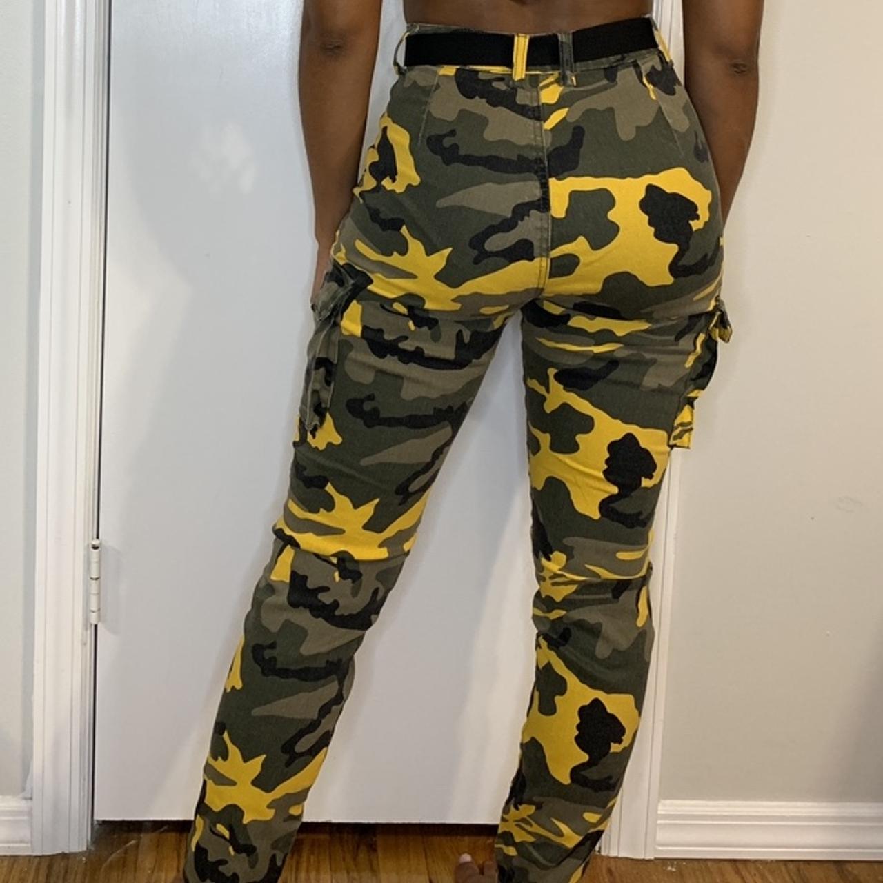 CenturyX Womens Casual Cargo Camo Pants High Waist Zip Button Slim Fit  Trousers Camoflage Active Jogger Flared Straight Sweatpant Yellow XXL   Walmartcom