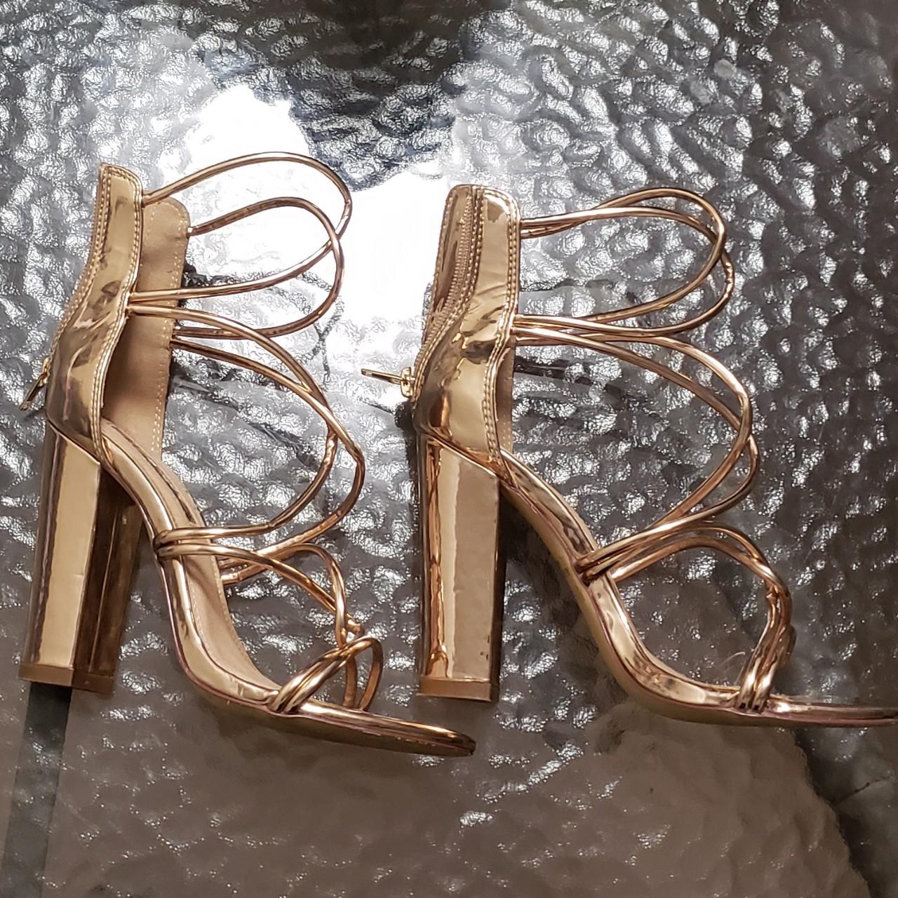 Beautiful rose gold heels that add glamour to your