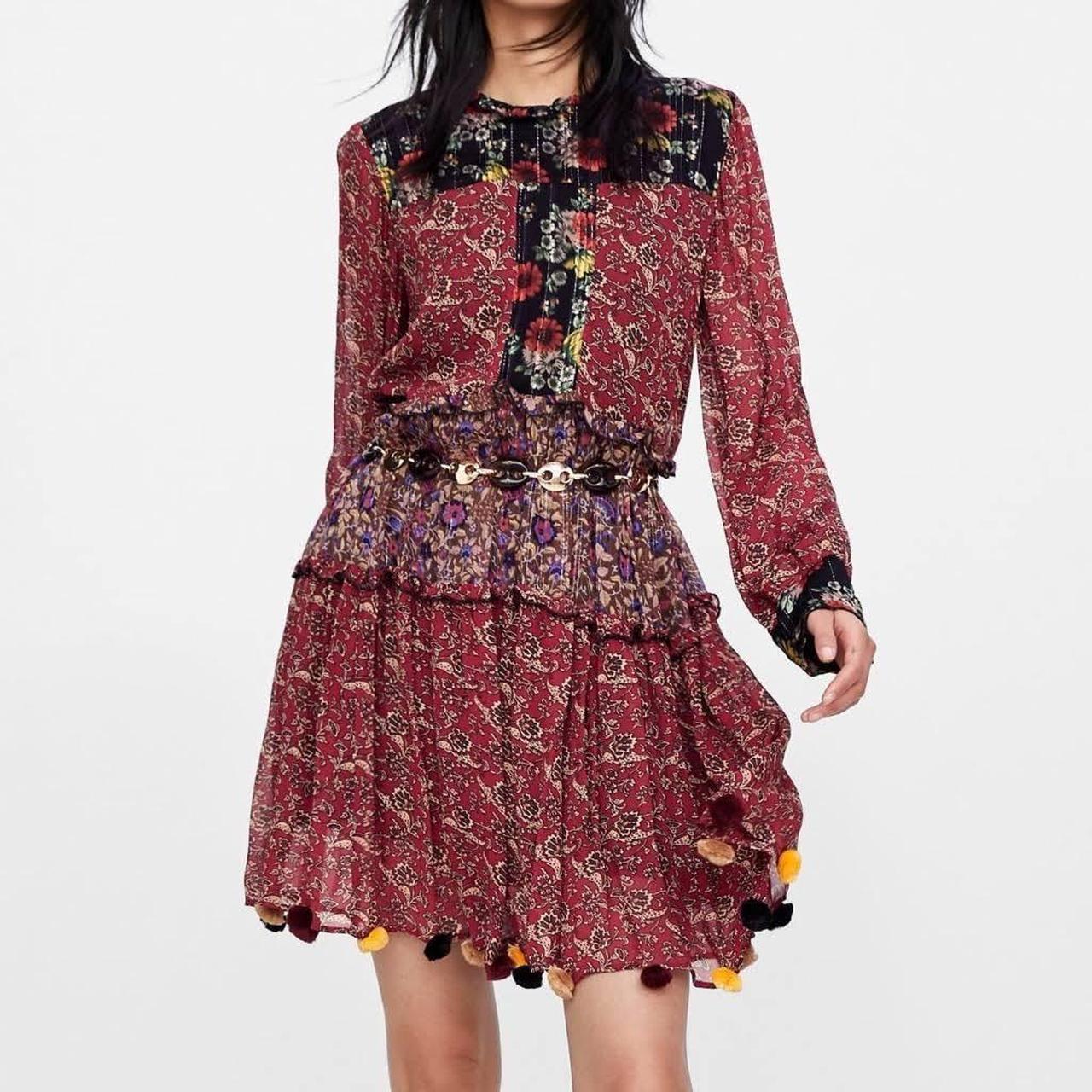 Zara floral 2024 patchwork dress