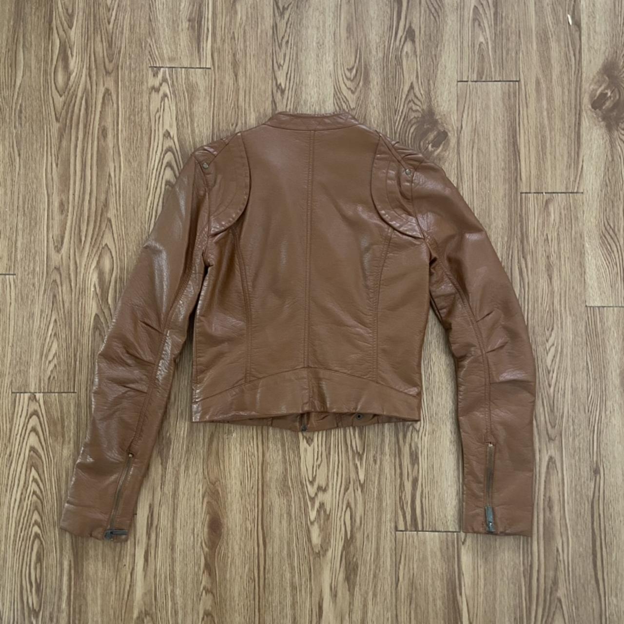 Brown leather jacket size small. Can easily spice up... Depop