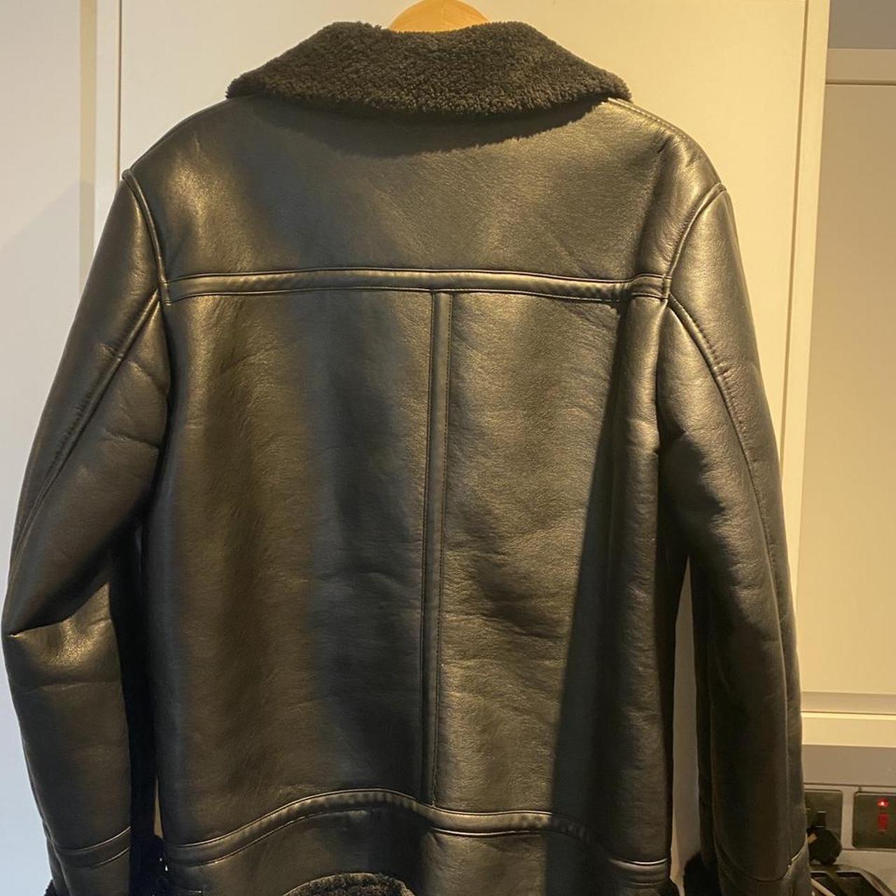 Zara mens faux leather jacket with Borg collar Size... - Depop