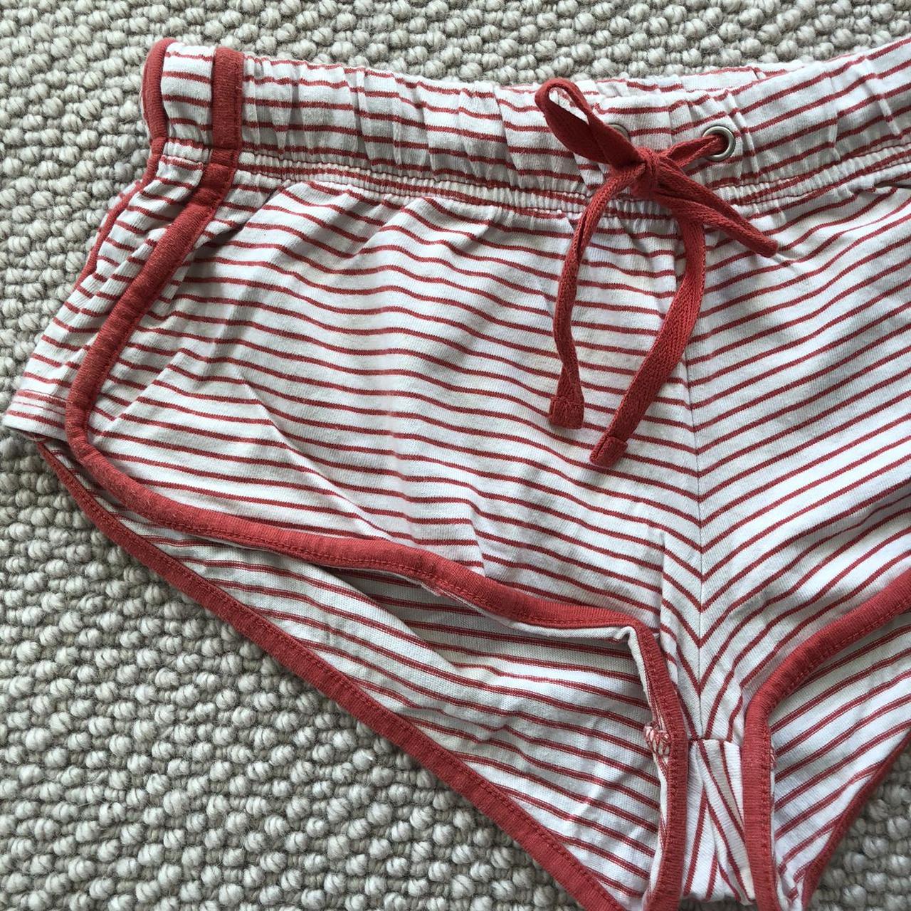 Topshop 80s style knicker shorts in red and white... - Depop