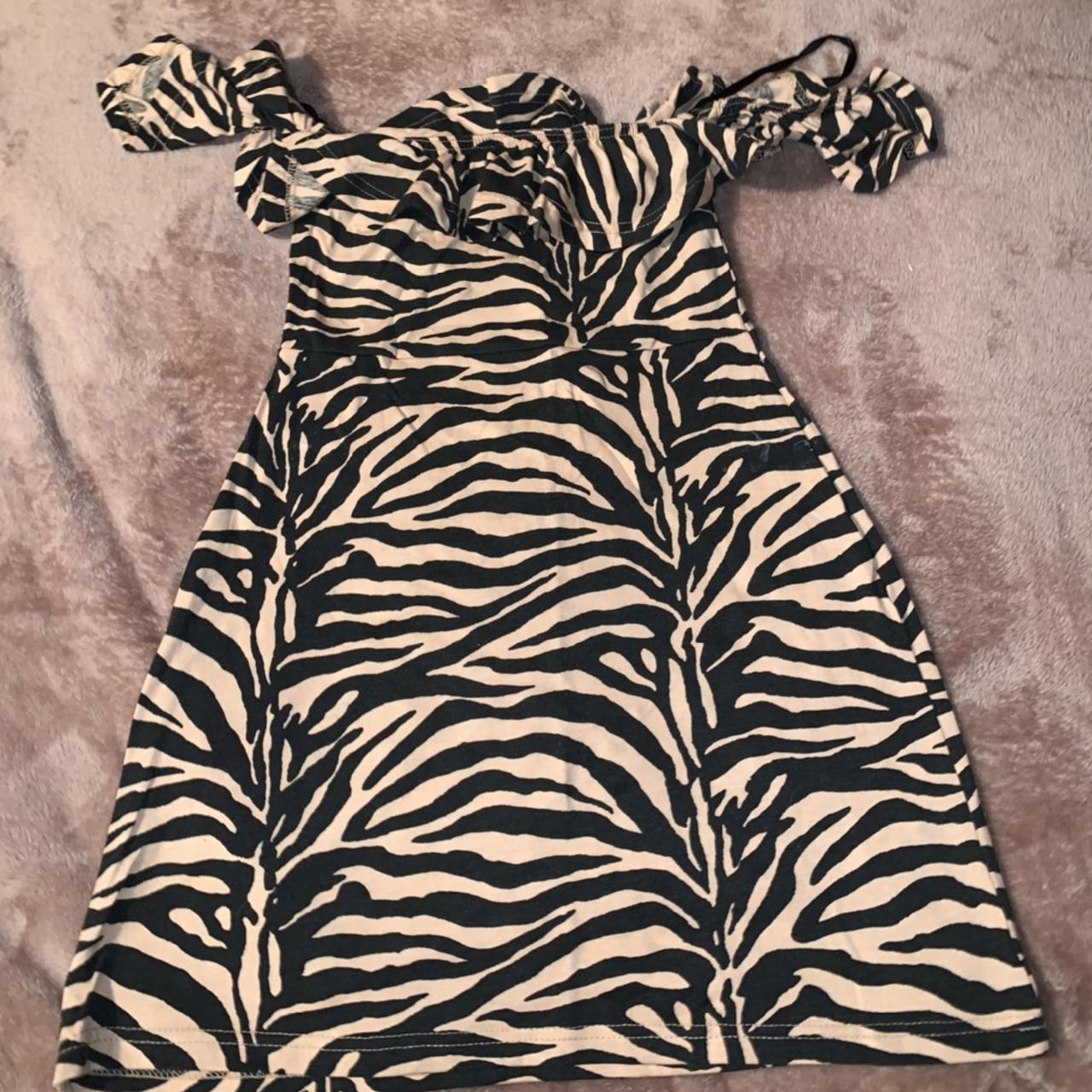 Missguided pink and black strip dress - Only worn... - Depop