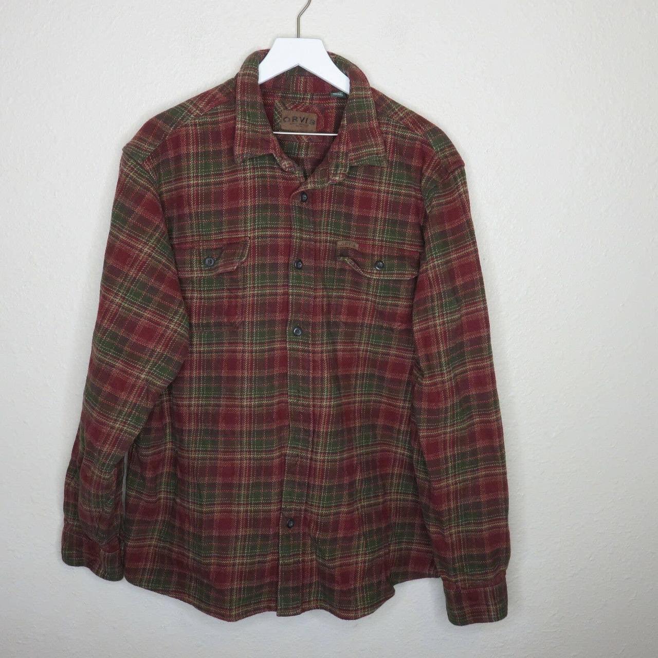 Orvis Heavy Flannel Plaid Shacket Side Pockets -... - Depop