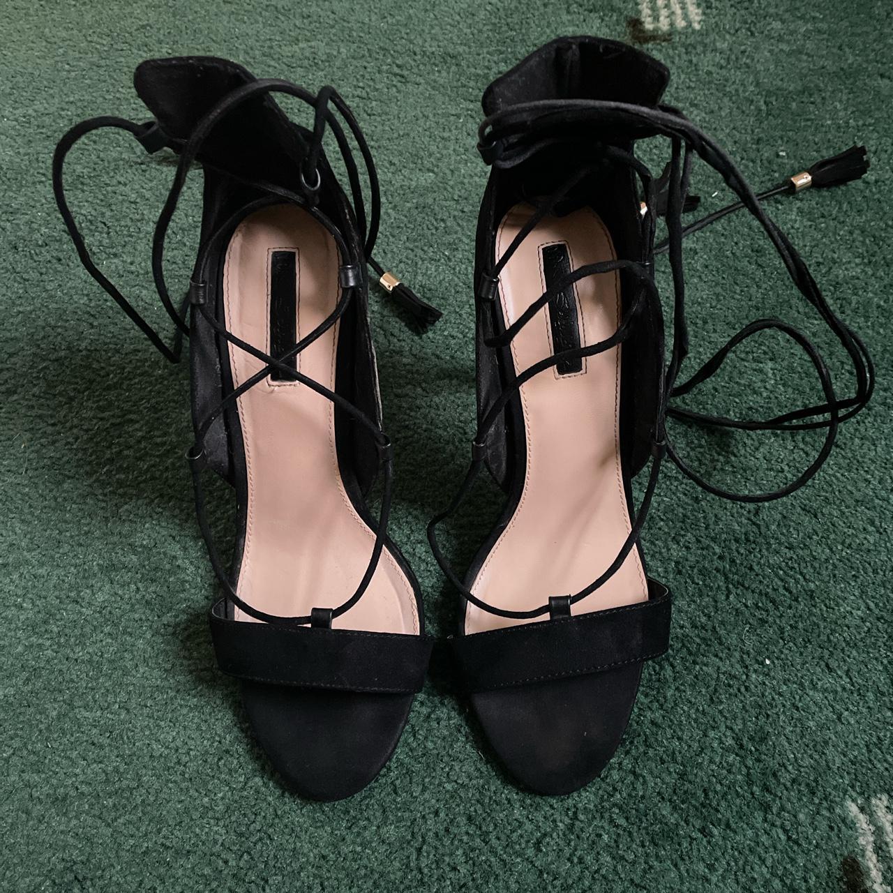 Miss Selfridge size 6 tie leg heels, worn a handful... - Depop