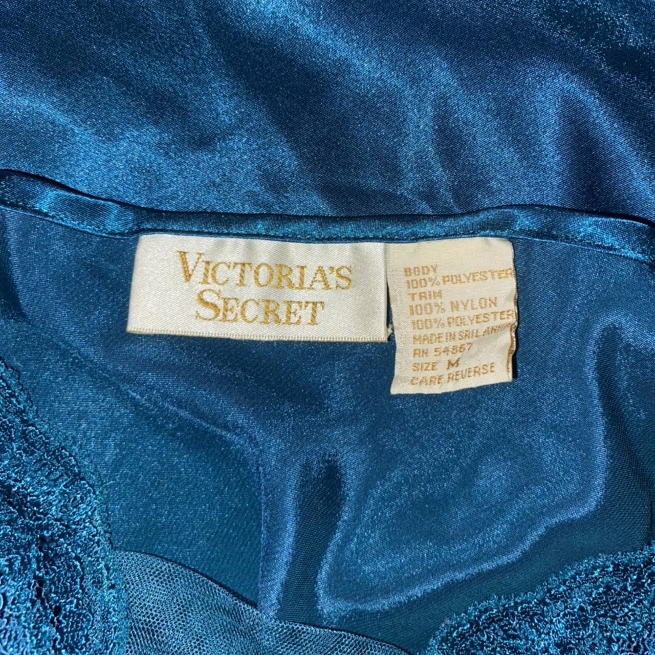 Vintage Victoria’s Secret metallic blue floor length... - Depop