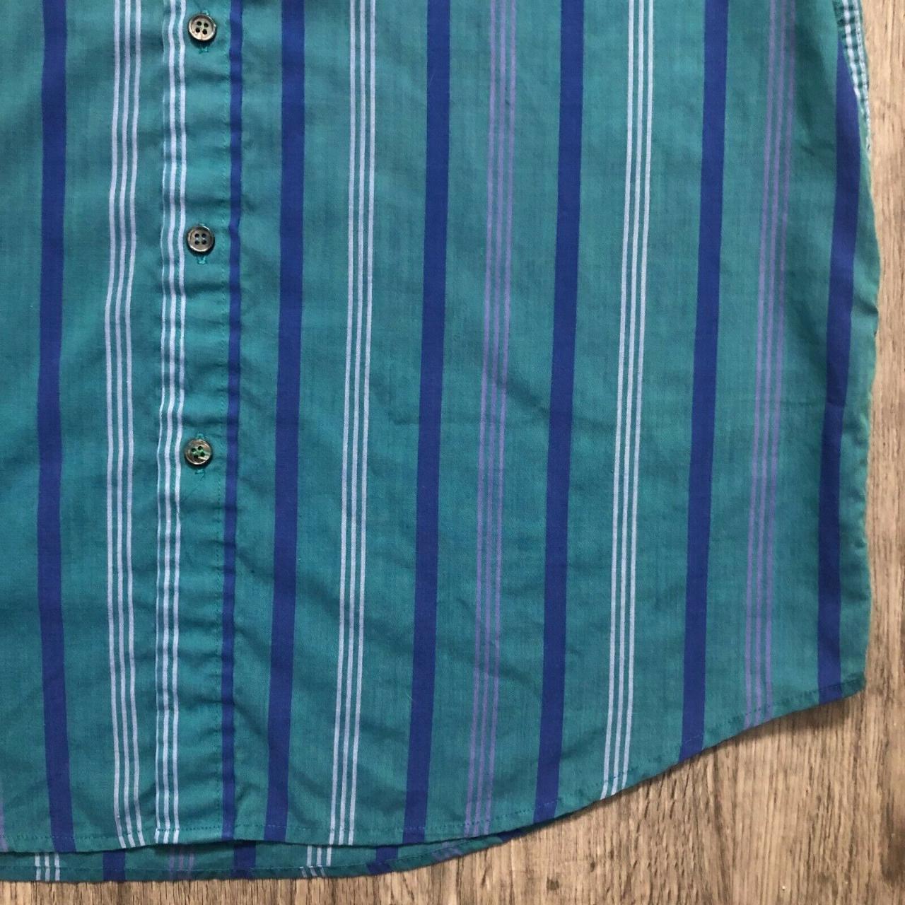 Vintage 90s Impact Green Blue Purple Vertical Stripe... - Depop