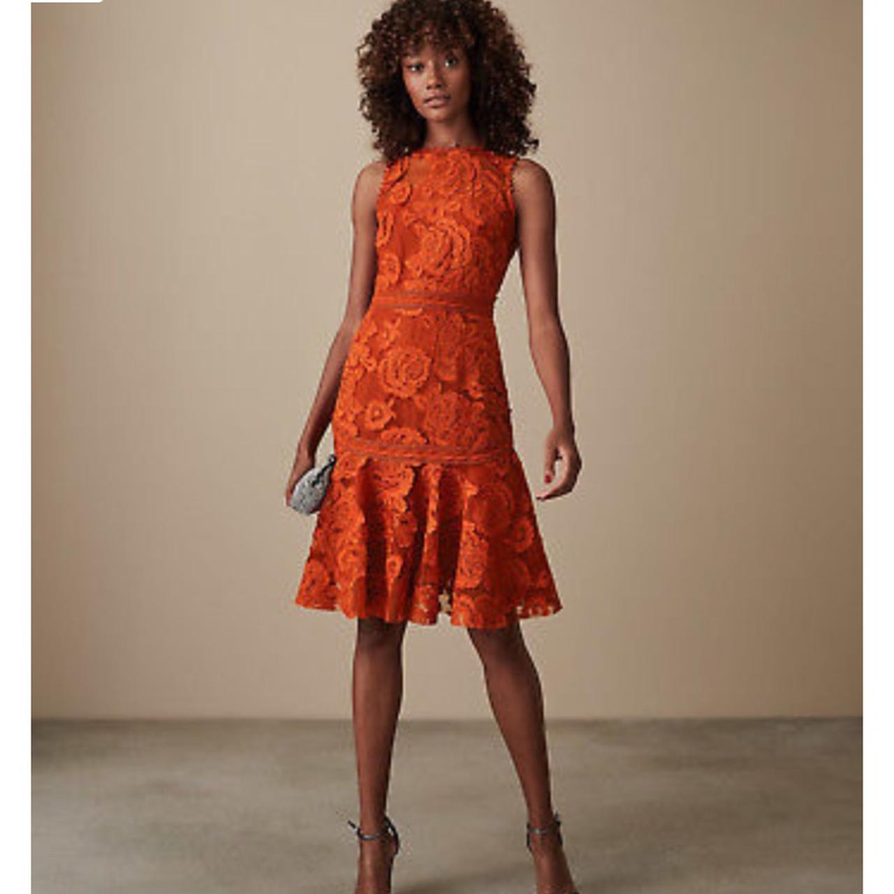 Reiss Adia orange lace dress, perfect for Depop - Main Image