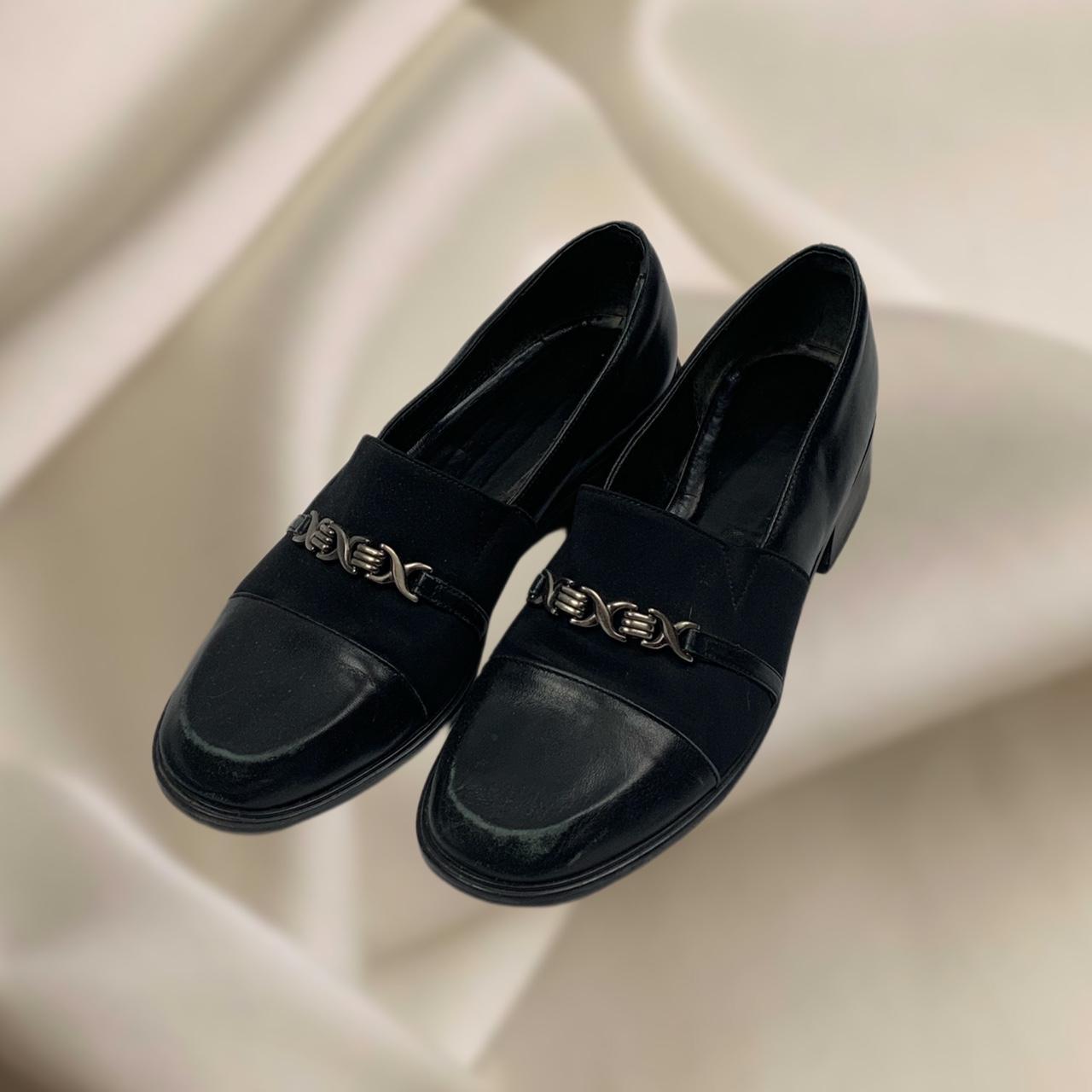 super cute little black loafers with silver... - Depop