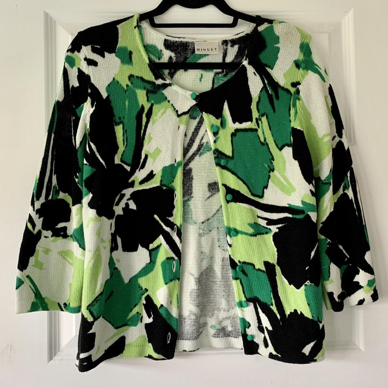 Women's Black and Green Cardigan | Depop