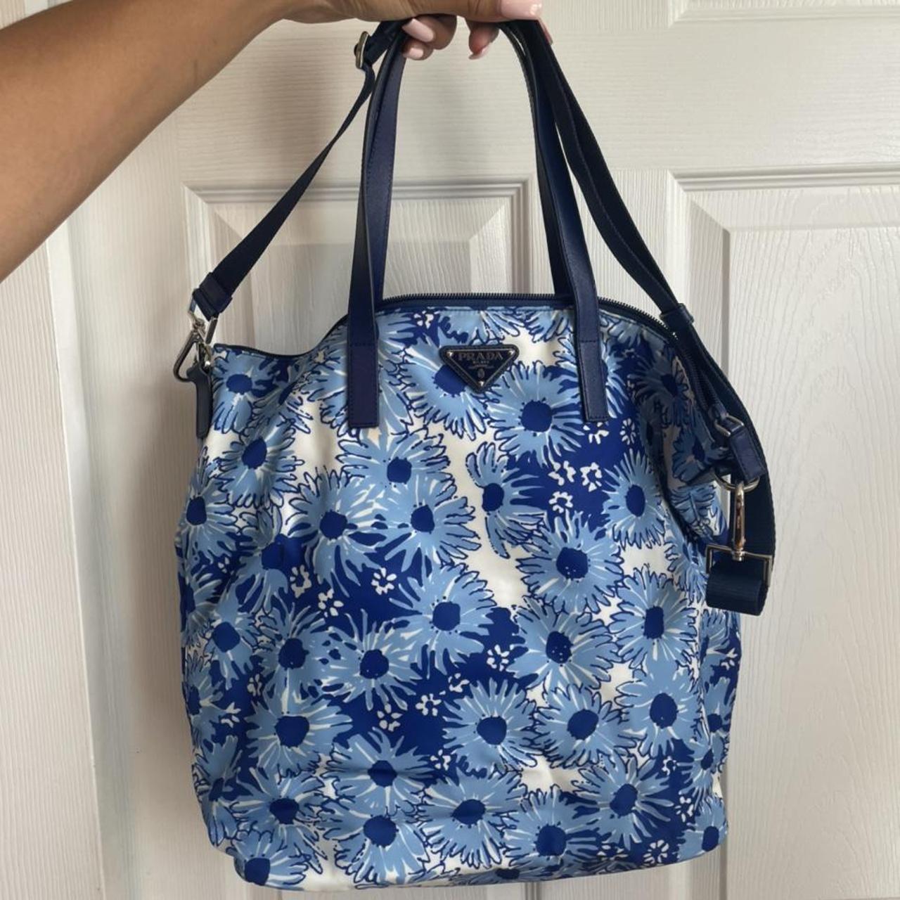 PRADA Tessuto Stampat Saffiano Floral Tote Depop